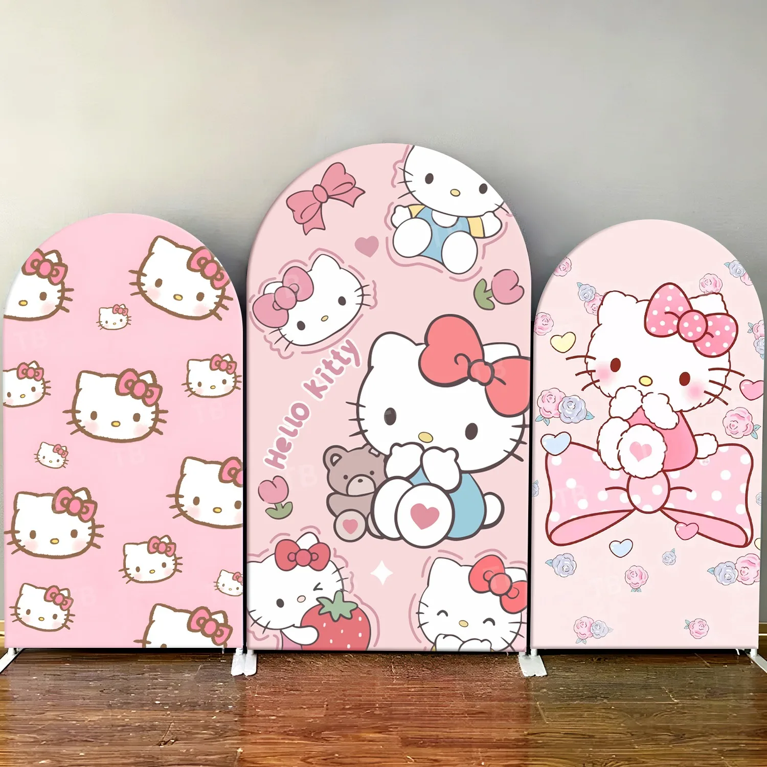 

TB Sanrio Theme Hello Kitty Arch Backdrop Cover for Girl Birthday Party Decor Baby Shower Photograph Background Wall Supplies