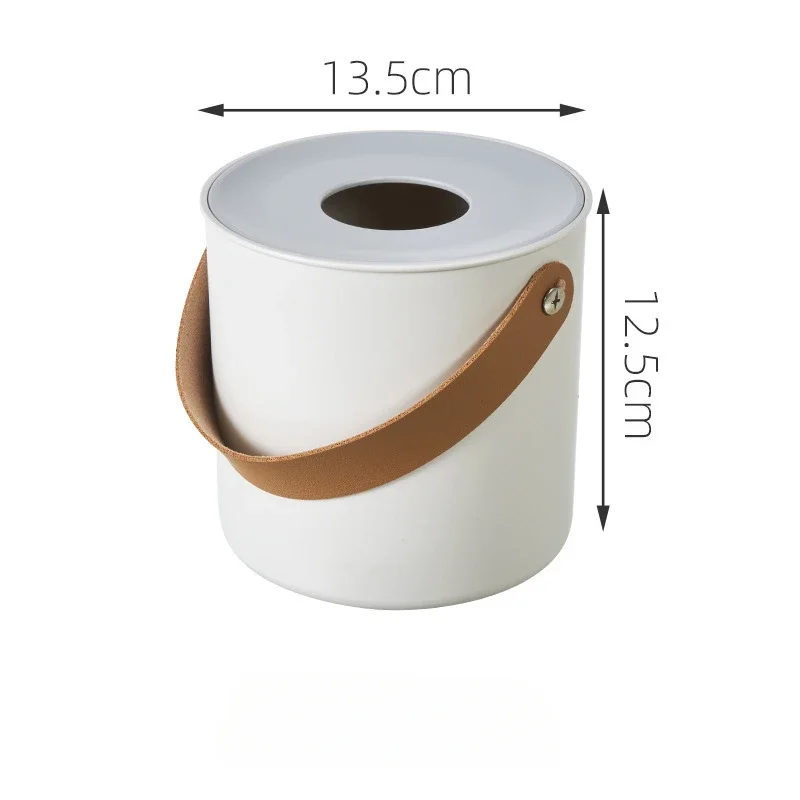 Portable Household Tissue Box Round Square Napkin Storage Box for Table Top of Tea Table Restaurant Modern Simplicity White