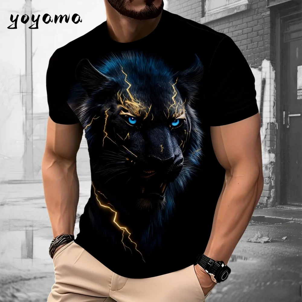 Mens Tiger Print Men's Pattern Design Breathable Casual Wear Outdoor Activities Summer Clothing T-Shirts Men's 3D Clothing Tops