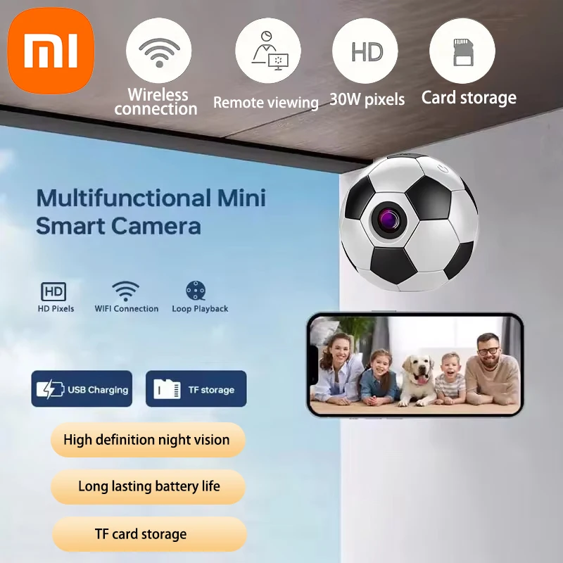 Cámara de Seguridad Portátil Xiaomi G7 Mini 1080P HD 130 ° Cámara Grabadora de Video Portátil con Forma de Balón de Fútbol para Exteriores, Gran Angular, con Llavero