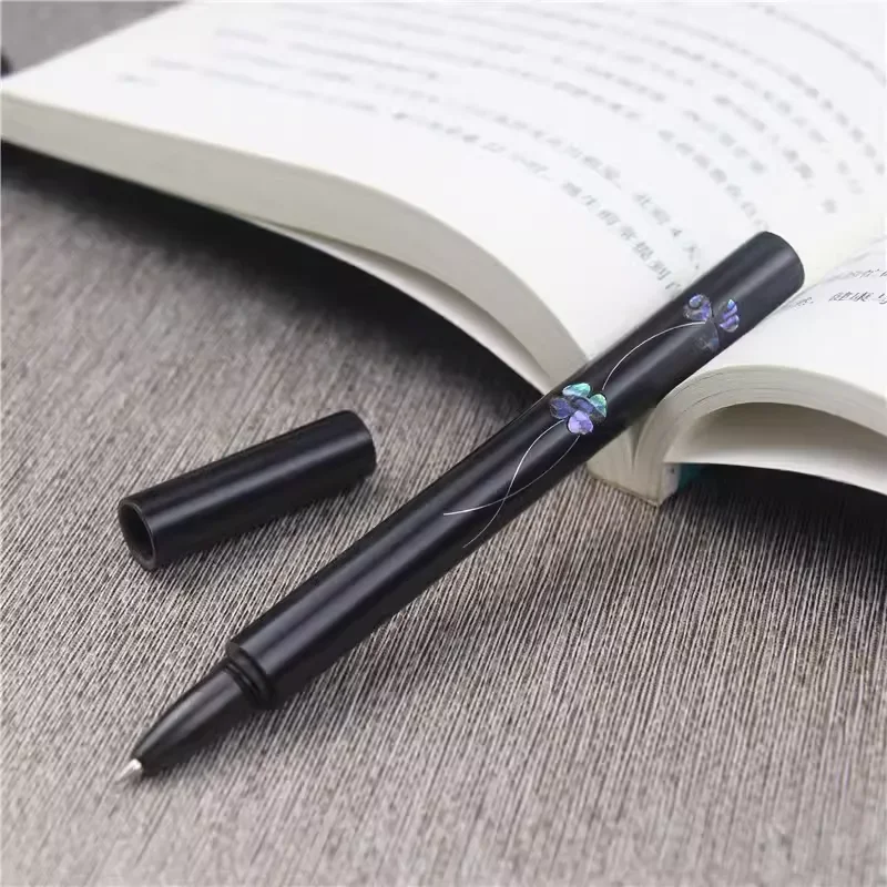 

High-end Ebony Solid Wood Signature Pen, Inlaid Snail Clover Wooden Orb Pen, Student Writing and Calligraphy Back-to-school Gift