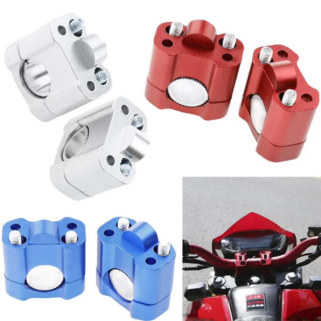 2×Metal Motorcycle Handle Bar Clamp Adapter Risers with Shiny and Smooth Surface