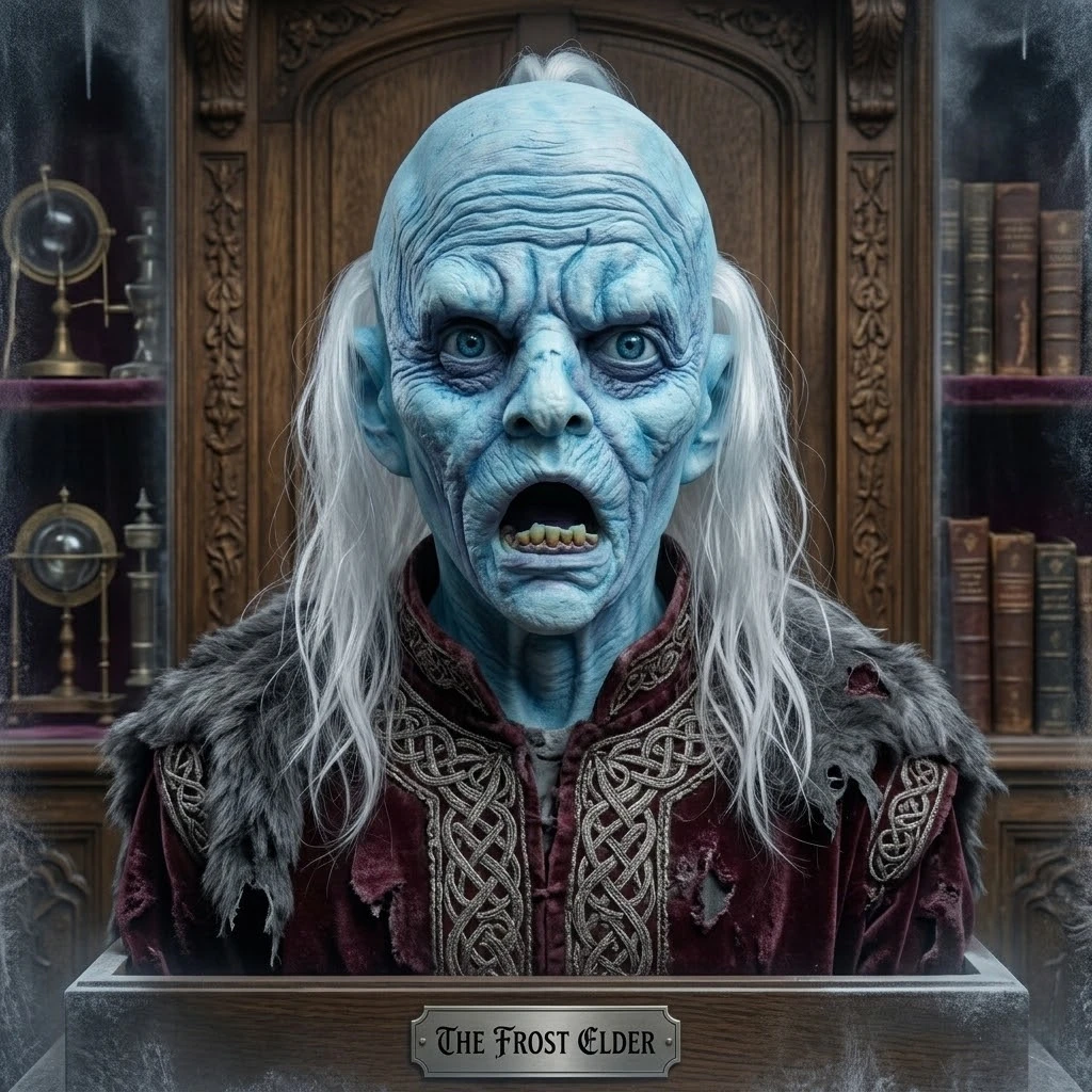 

Realistic Withered Old Man Latex Mask Scary Frozen Monster Full Head Cover Halloween Party Props Adult Size