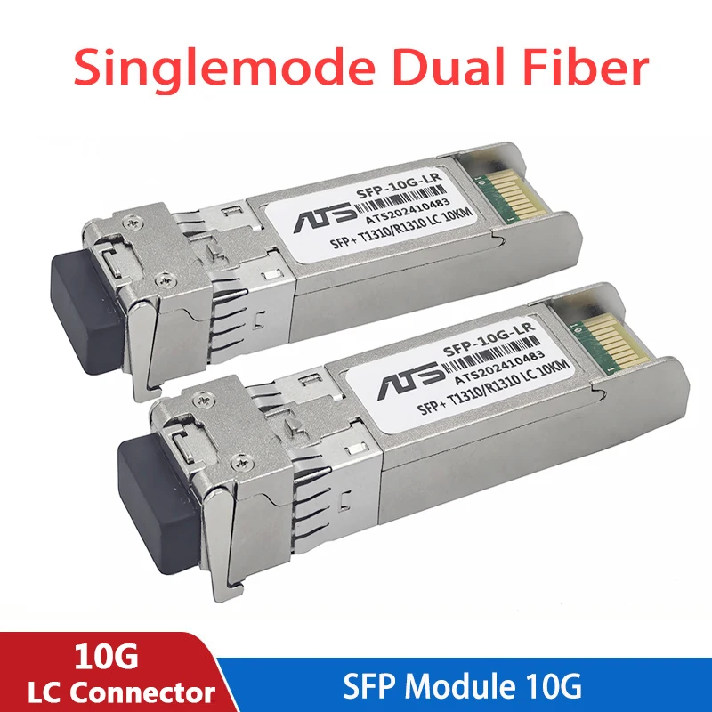10G SFP+ Module Single Mode LR Duplex LC Gigabit 1310nm 10km Fiber SFP Transceiver Module Compatible with Cisco/Mikrotik Switch