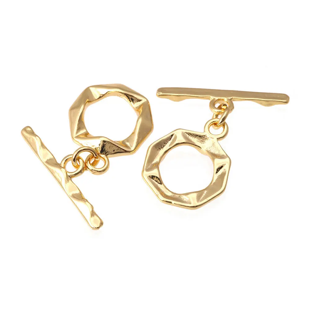 6 Sets 18K Gold Color Brass Round O Toggle Clasps Bracelet Connect Clasps High Quality Diy Jewelry Accessories Making Materials view 5