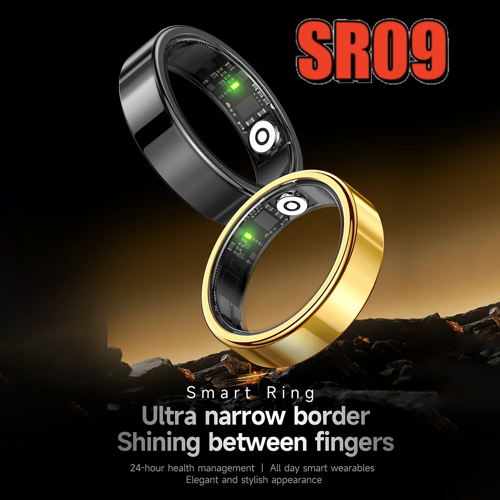 

SR09 Smart Ring with Gesture Control Health Tracker Ring Bluetooth 5.1 5ATM Waterproof Heart Rate Blood Oxygen Sleep Monitor