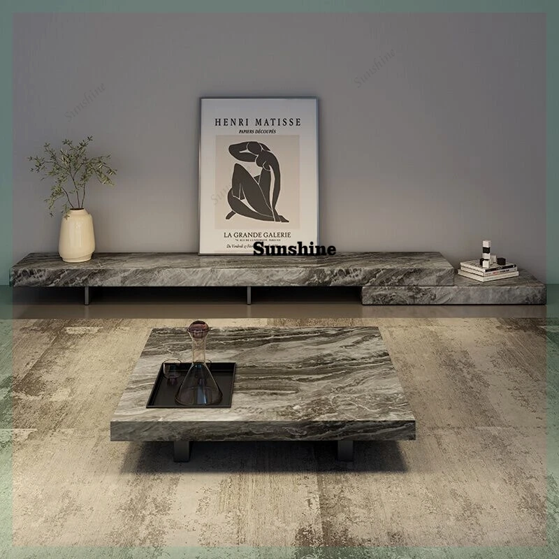 

Italian Floating TV Console Set, Nordic Minimalist Stone & Quartz Table, Waterproof & Scratch Proof, EO Certified, Customizable
