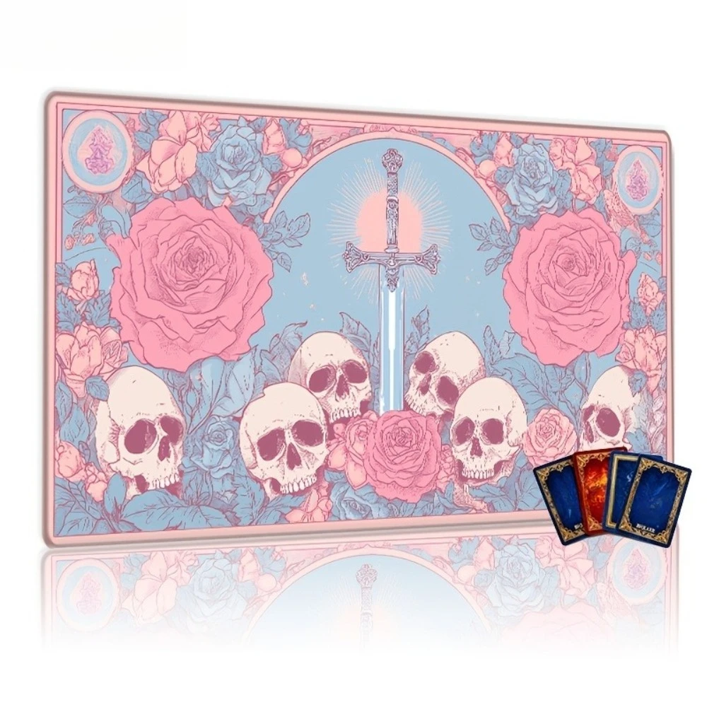 The pattern is a beautiful and dark gothic style, specifically designed for trading card games desk accessories alfombrillas