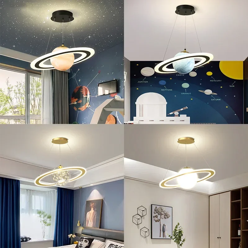 Lustre nordique pour chambre d'enfant, lampe planète, astronome, ciel étoilé, terre errante, chambre à coucher