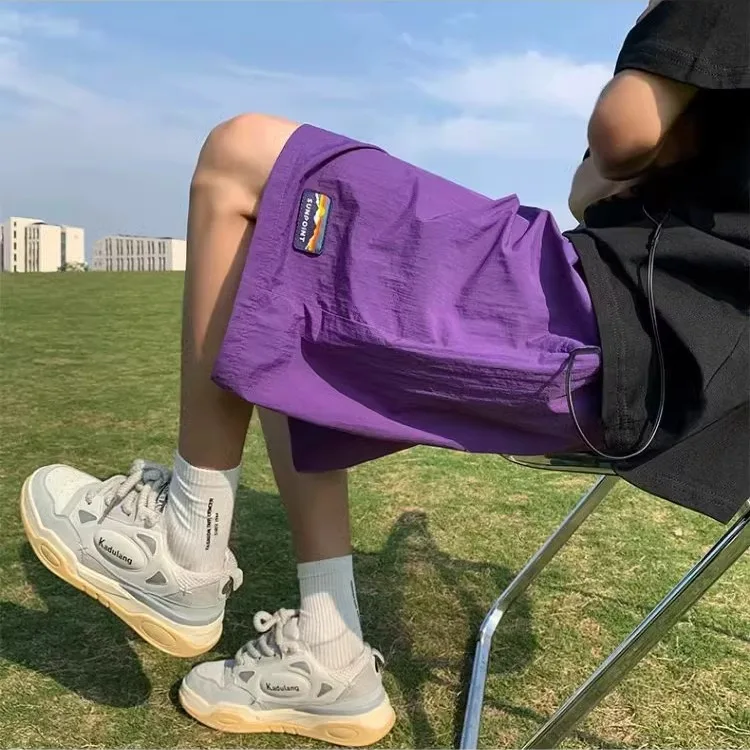 

Фиолетовые повседневные тренировочные брюки для бейсбола, мужские летние тонкие модели, пляжные виды спорта, брюки большого размера, 4 очка, молодежные активные брюки