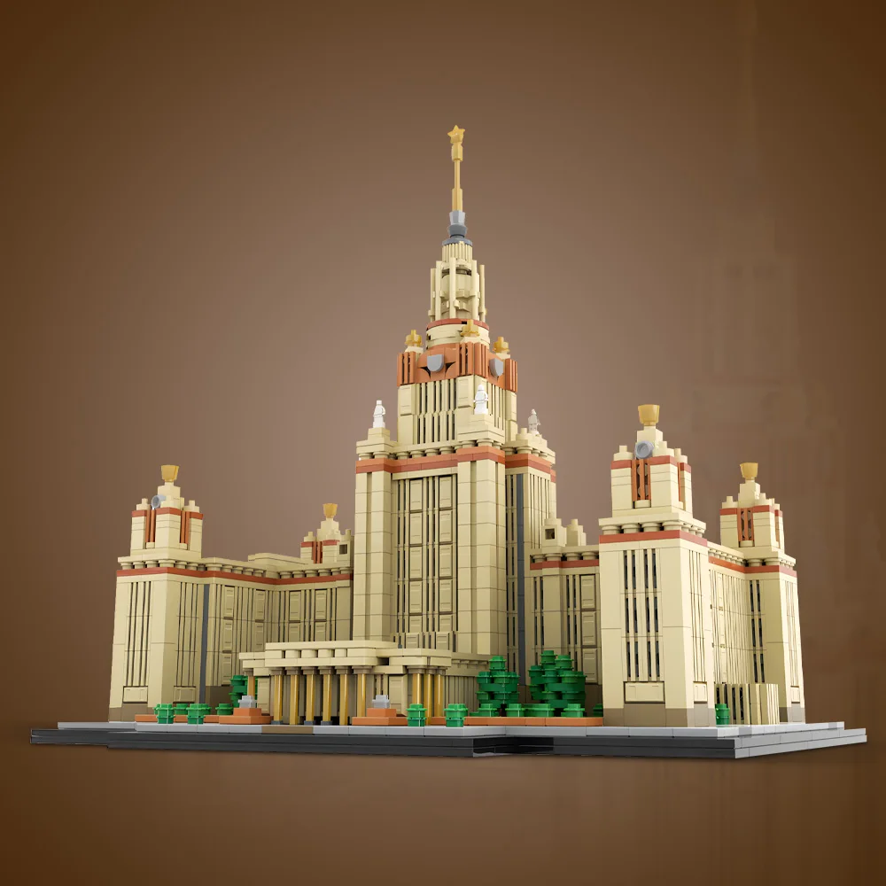 2954PCS MOC Moskauer Staat Universität Maßstab 1:800 Modell Stadt Street View Berühmte Architektur Bausteine Kit Geschenk für Kind