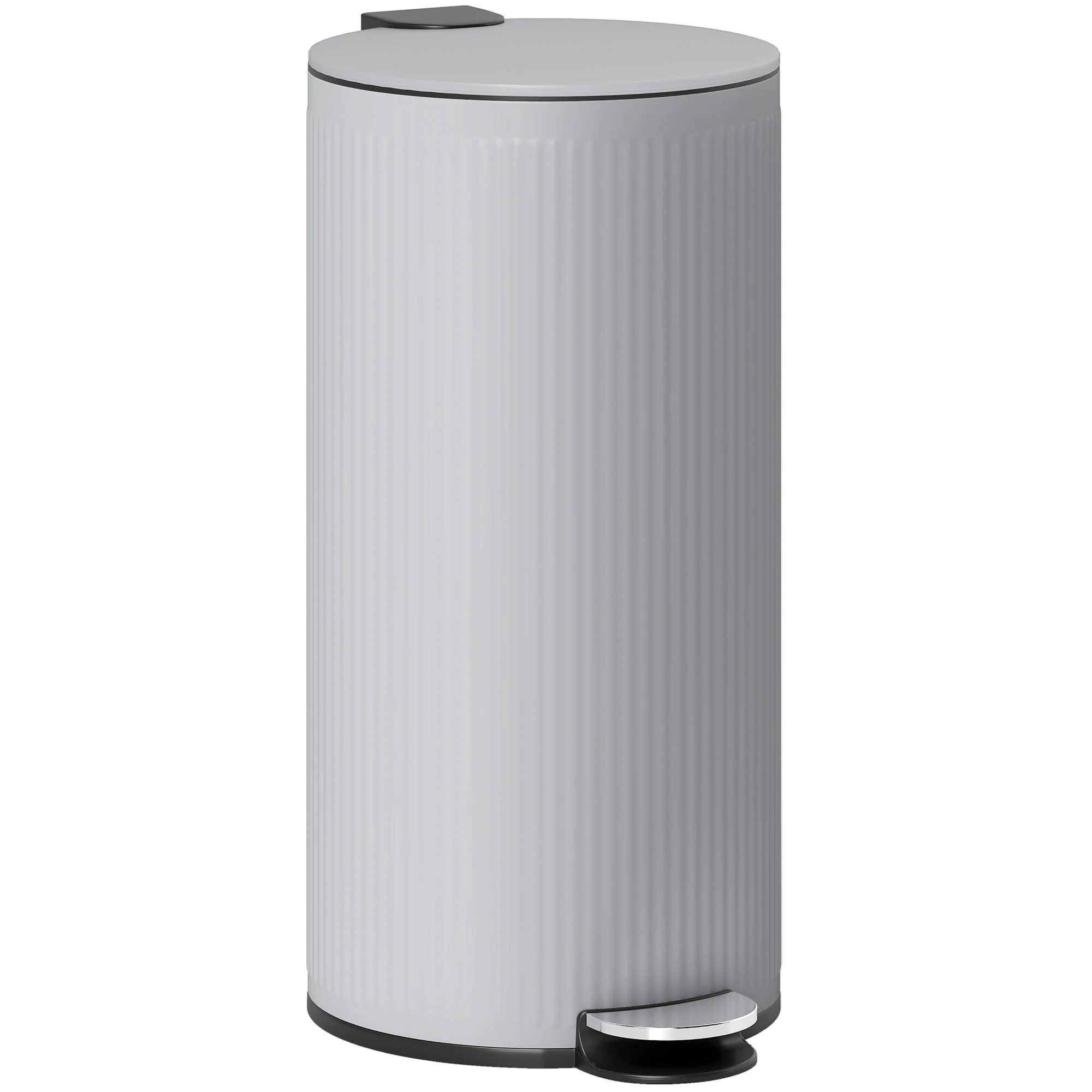 HOMCOM keukenprullenbak 30L, metalen pedaalemmer met binnenemmer, zachte sluiting en openende deksel, voor keuken, bureau, huis, lichtgrijs