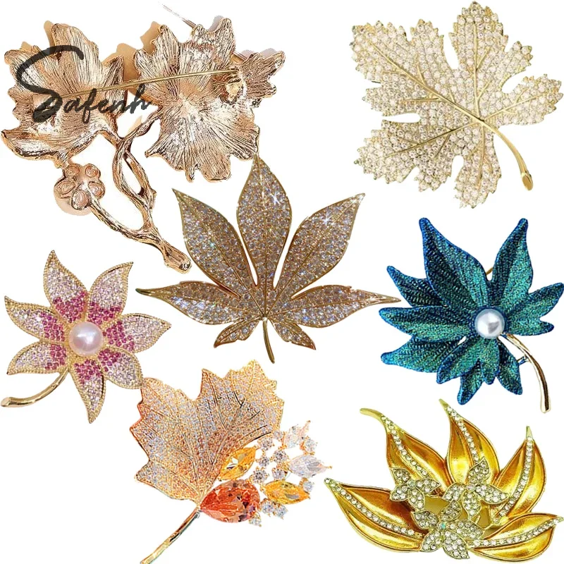 Vintage Elegant Maple Leaves Brooches For Women Clothing Coat Brooch Pin Party Jewelry Accessries Gifts