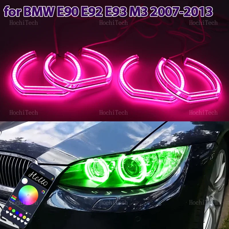 

Для BMW 3 серии E90 E92 E93 M3 2007-2013 Купе кабриолет RGB красочные кольца с ангельскими глазами светодиодные фары с управлением через приложение DTM Kit