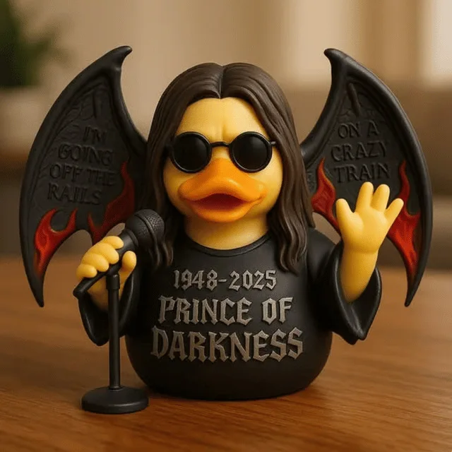 التماثيل الإبداعية ل Ozzy Osbourne العودة إلى البداية المطاط بطة زخرفة سطح المكتب زخرفة للحزب هدية تذكارية
