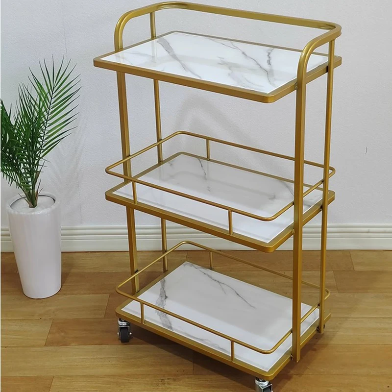 

Rolling Trolley Storage Cart Utility Beauty Salon Tray Furniture Business Drawer Gold Hairdressing Muebles Belleza Stainless