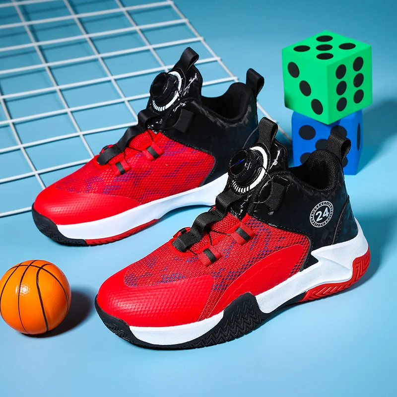 Chaussures de basket-ball jaunes pour enfants, maille respirante, chaussures de sport pour adolescents, vêtements coordonnants, baskets de