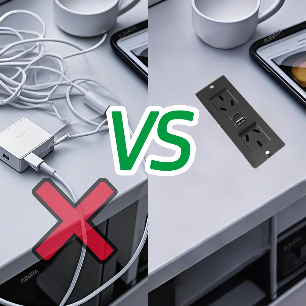 AU Built-in Table Hidden Socket with USB Type-c 15W Power Electrical Strip Arg Outlets Furniture Recessed Desktop Sockets AC250V