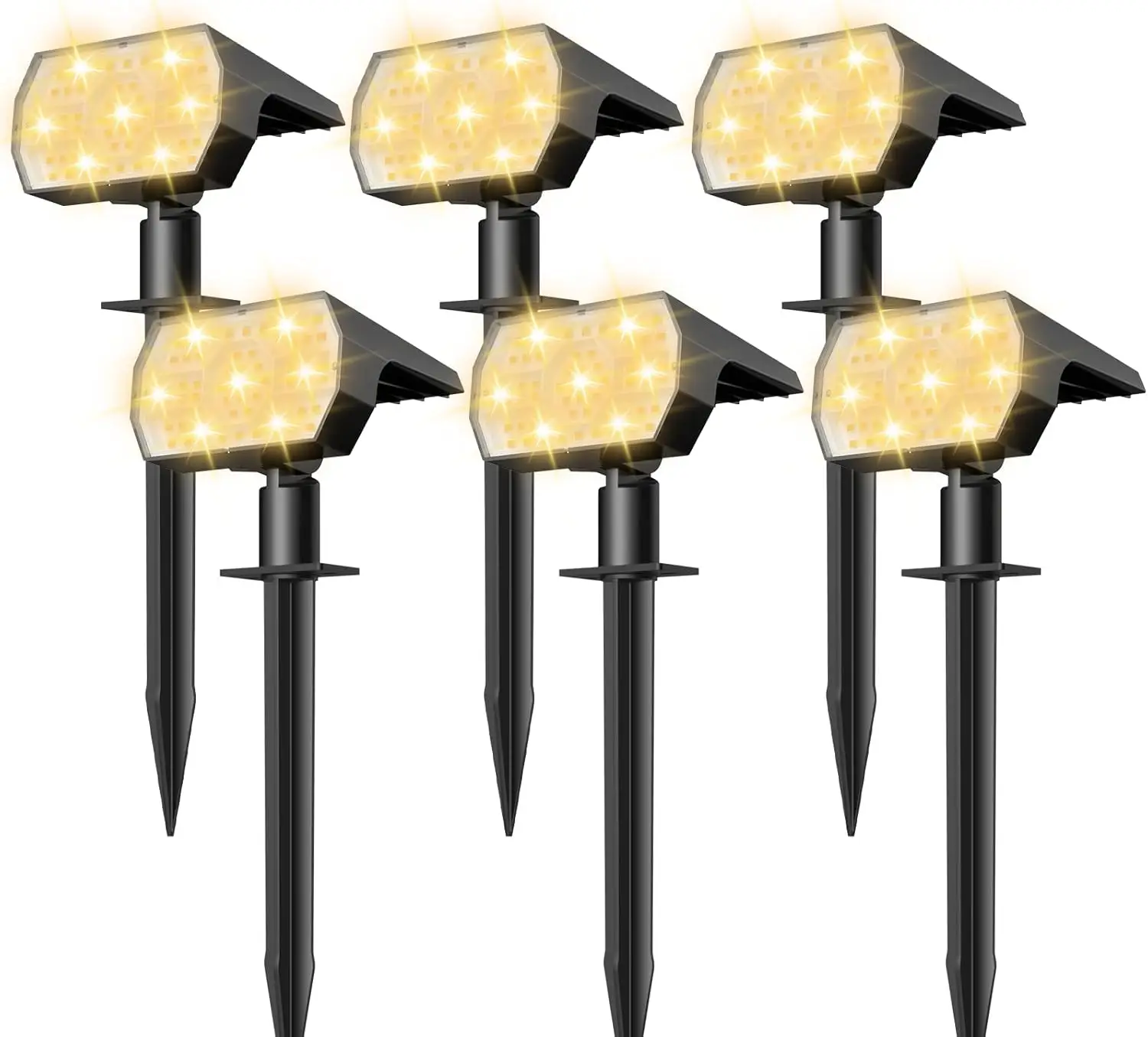 

56 LED Solar Garden Lights, 3 Modes Waterproof IP68 Outdoor Spotlights for Christmas Landscape - 6 Pack Warm White