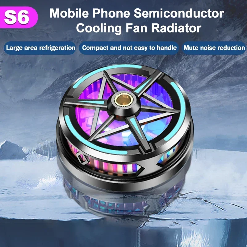 S6 Mobile Phone Semiconductor Refrigeration Cooling Fan Radiator Magnetic Frozen Game Cooler for IOS Android Gaming Accessories