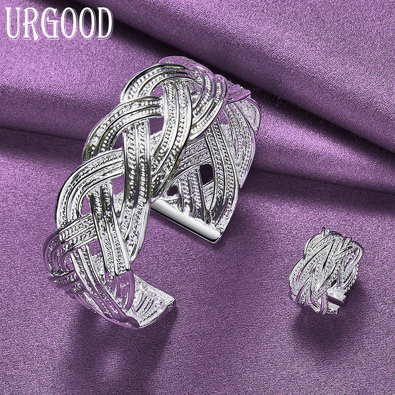 

925 Sterling Silver Trendy And Noble Spiral Crossing Exquisite Patterns Set For Women Birthday Party Engagement Wedding Gift
