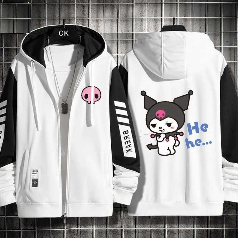 New Sanrio Kuromi Loose Hooded Anime Mymelody Cartoon Students Sports Jacket 100Kg Can Be Worn Track Jacket Casual Sweater Gift