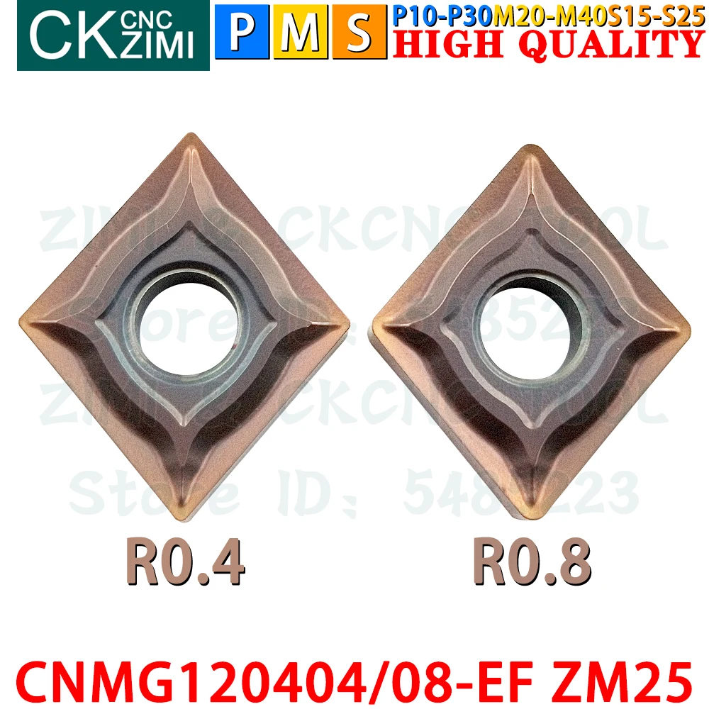 CNMG120404-EF ZM25 CNMG120408-EF ZM25 Insertos de carburo Herramientas de insertos de torneado externo CNMG1204 CNMG ZM25 Torno de metal mecánico CNC Herramientas de corte de torneado