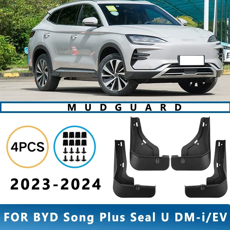

Mud Flaps Fit for BYD Song Plus Seal U DM-i/EV 2023-2024 Mudguards Tire Fenders Splash Proof Accessories Wheel Guards 4ps