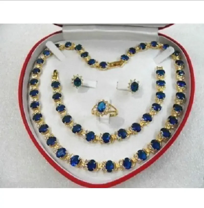 

women's gift gem yellow gold Earring Bracelet Necklace Ring +box