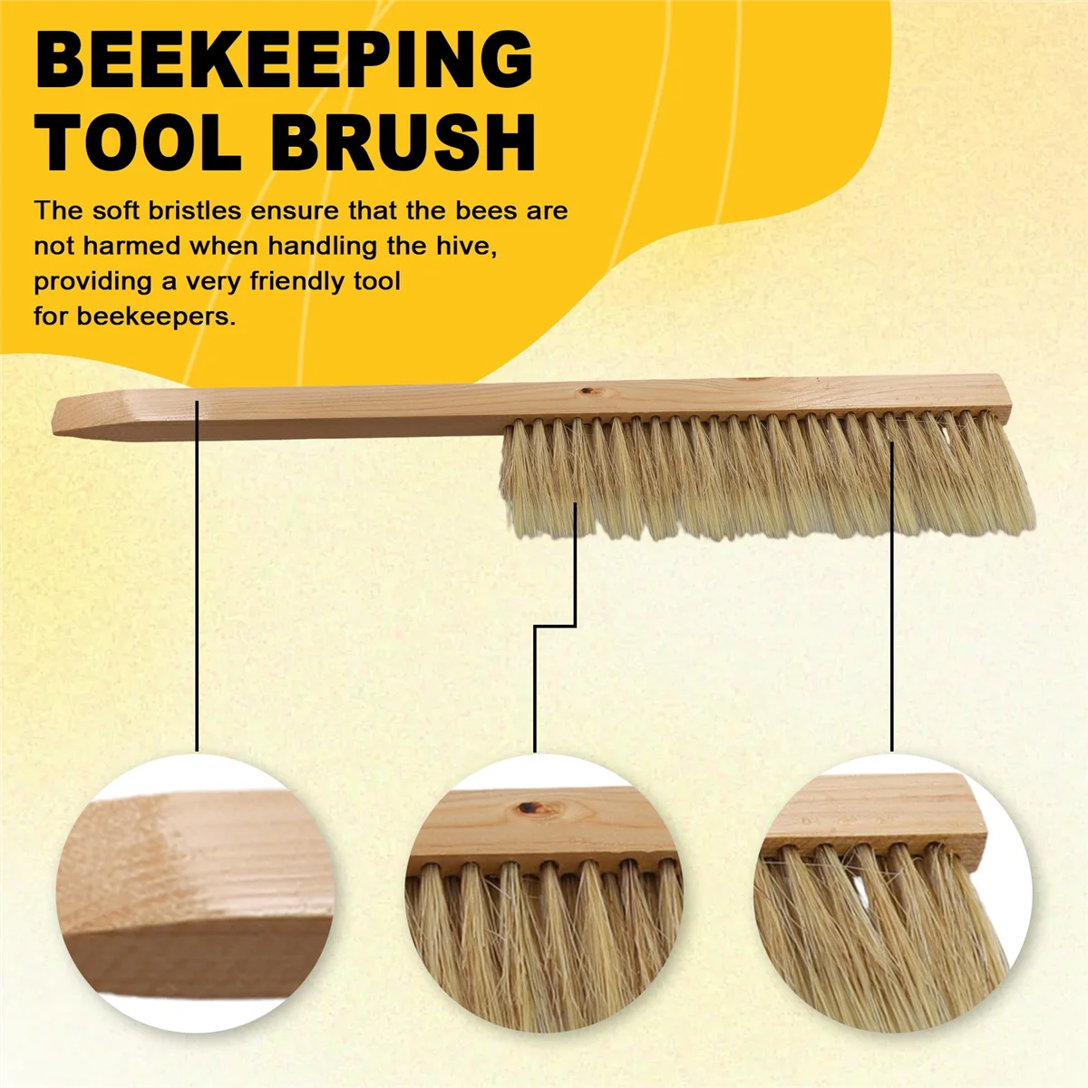 T88C أدوات تربية النحل فرشاة النحل مقبض خشبي فرشاة أدوات تربية النحل معدات تربية النحل فرشاة خلية النحل