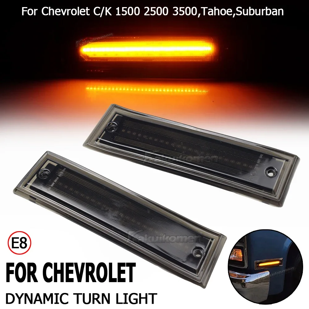 For Chevrolet C/K 1500 2500 3500,Tahoe,Suburban,Silverado, For GMC Led Dynamic Side Marker Turn Signal Light Sequential Blinker