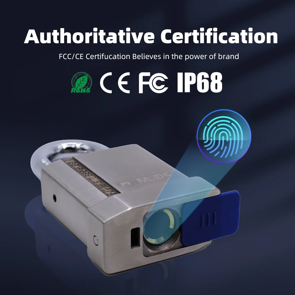 MOK 304 Stainless Steel Outdoor Waterproof Smart Fingerprint Padlock Wifi Tuya Smart Lock Security Access Smart Finger Print For