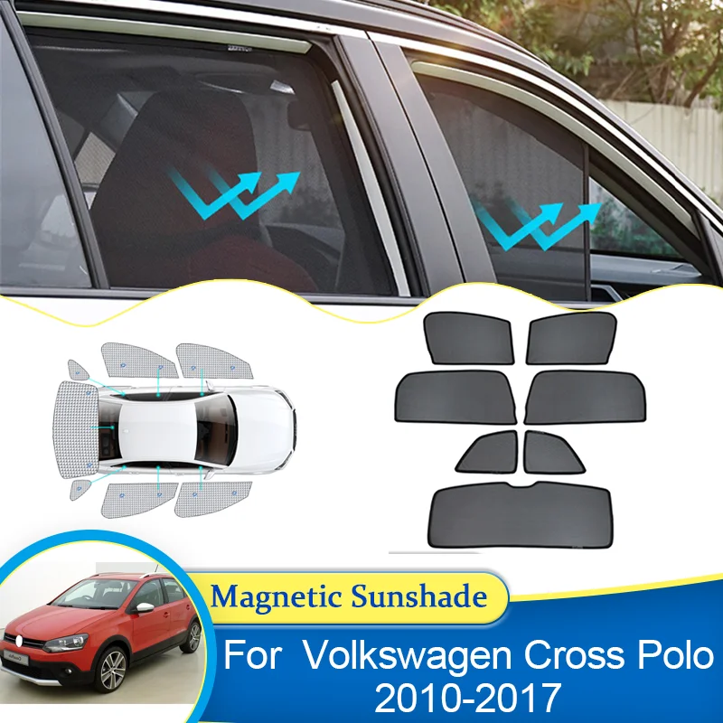 Rideau Magnétique pour Volkswagen VW Polo Mk5 Cross 2010 ~ 2017, Ombrage de la Vie Privée, Pare-Brise, Pare-Soleil, Accessoire Auto