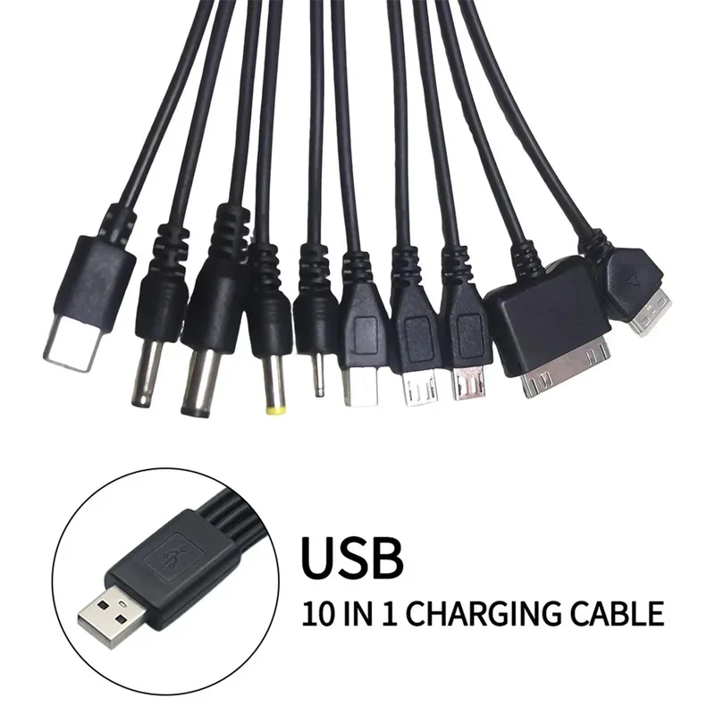 10 in 1 Multi Head USB Charging Cable Universal Phone Charger Cord with Multiple Adapter Plugs for Samsung Nokia Xiaomi Huawei
