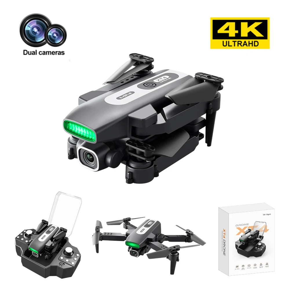 

New XT4 Mini Drone 4K Camera Dron Professional Obstacle Avoidance HD Dual Optical Flow Hlicopter Foldable Quadcopter Toys Gift