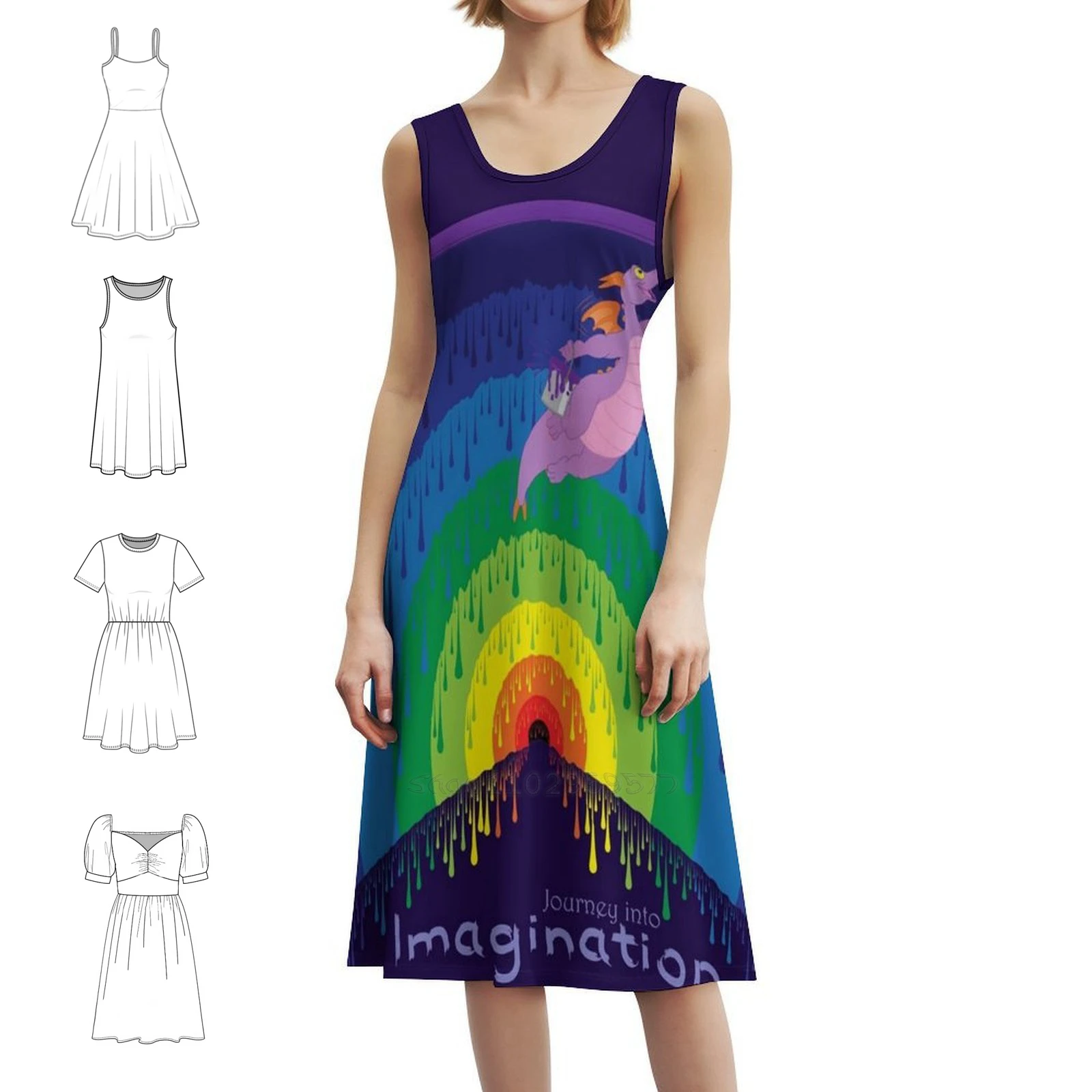 Journey Into Imagination-Painting The Dreamport Women's Hip Hop Streetwear Dress Graphic Print Party Club Wear Figment Figment
