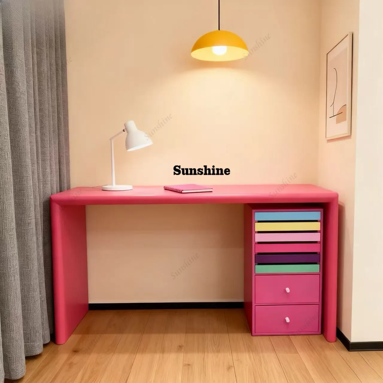 Dopamine Bauhaus Pink Dresser Computer Office DeskTJ