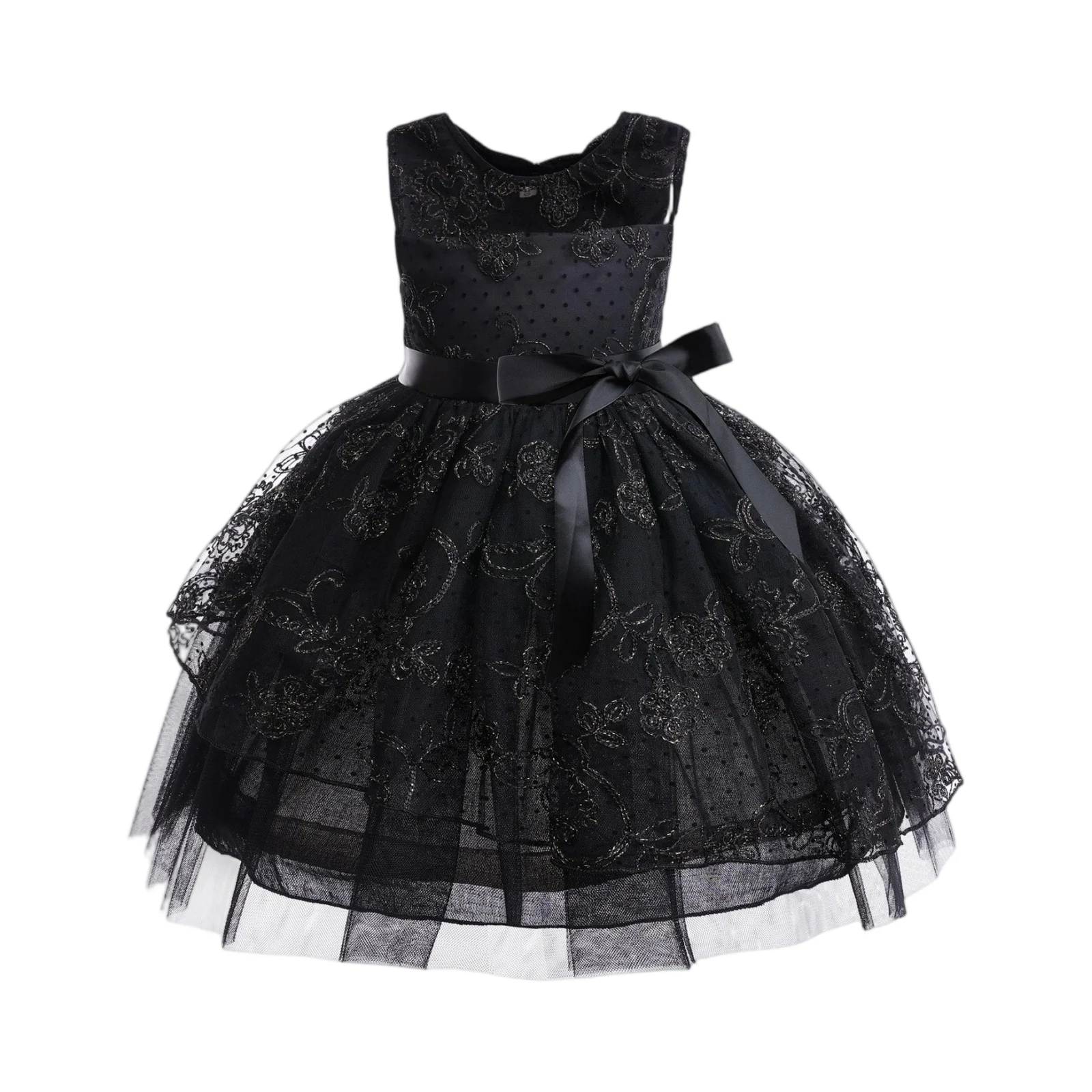 

Little Girl Princess Dresses Black Lace Hollow Sleeveless Gothic Mesh Dress Halloween Christmas Makeup Ball Cosplay Dress