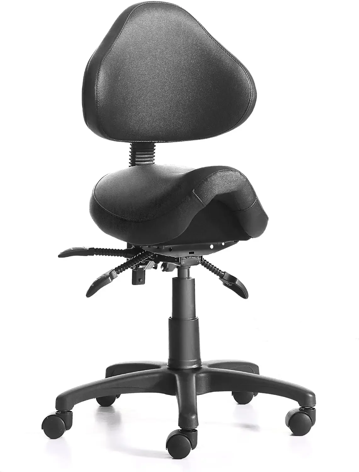 Adjustable Saddle Stool Chairs with Back Support Ergonomic Rolling Esthetician Seat for Salon Tattoo Shop Spa Home Dent