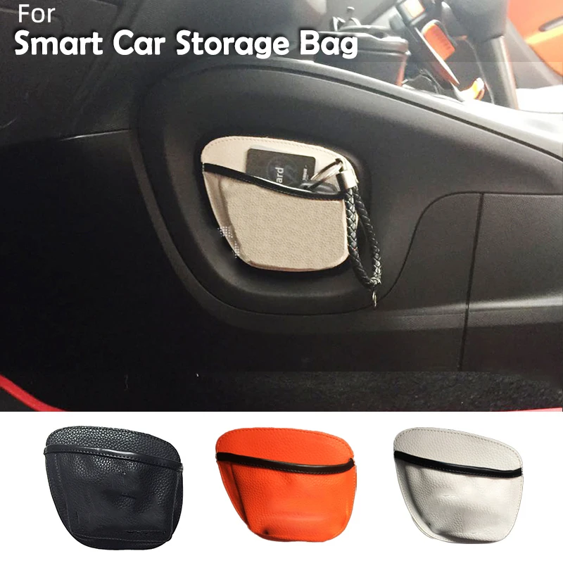 For Smart 453 Fortwo Forfour New Car Storage Bag  Patch Pocket Mobile Phone Sundried Card Leather Bag Mesh