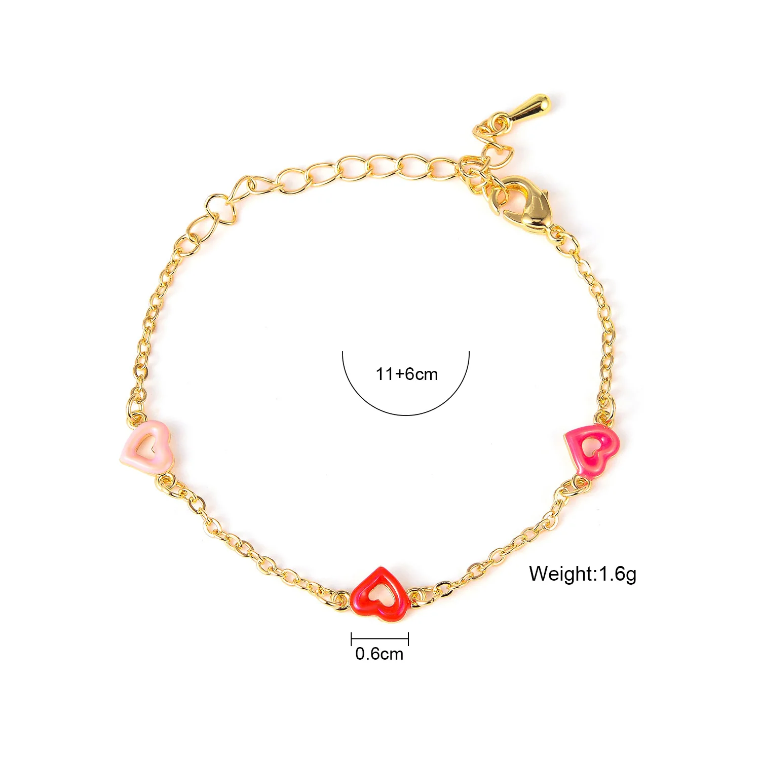 New Arrival Heart Anklets Bracelet Kids Copper Gold Color Chain Charm Bracelets for Women Girls Jewelry