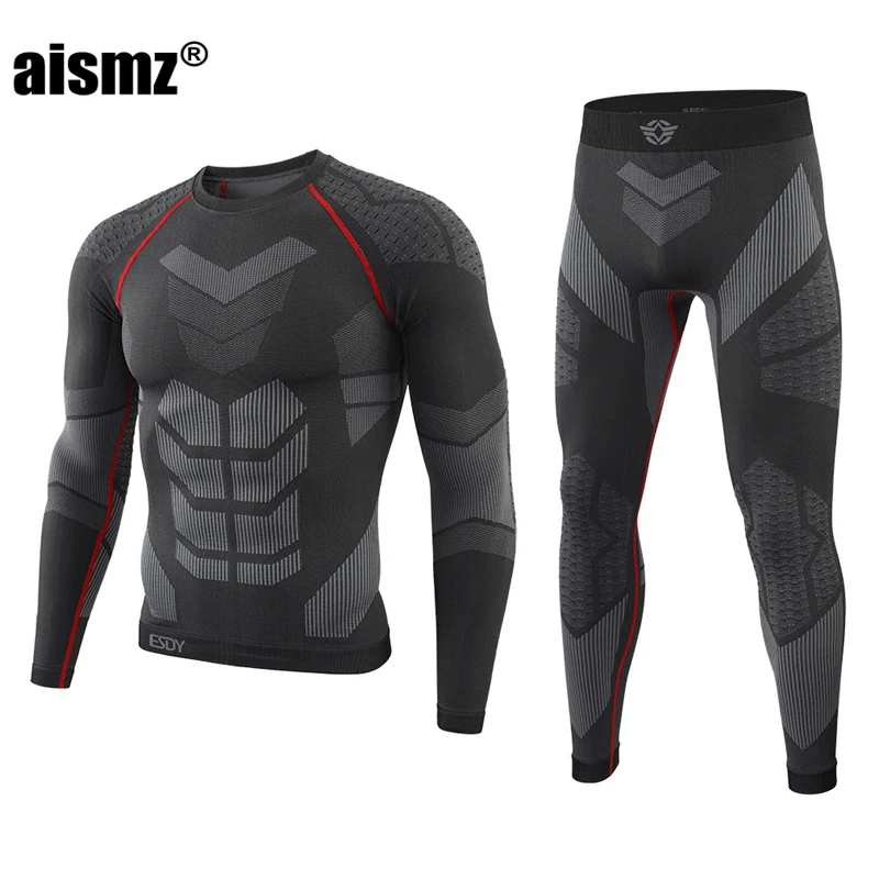 

Aismz Seamless Tight Tactical Winter Thermal Underwear Men Sportswear Function Breathable Training Cycling Thermo Long Johns