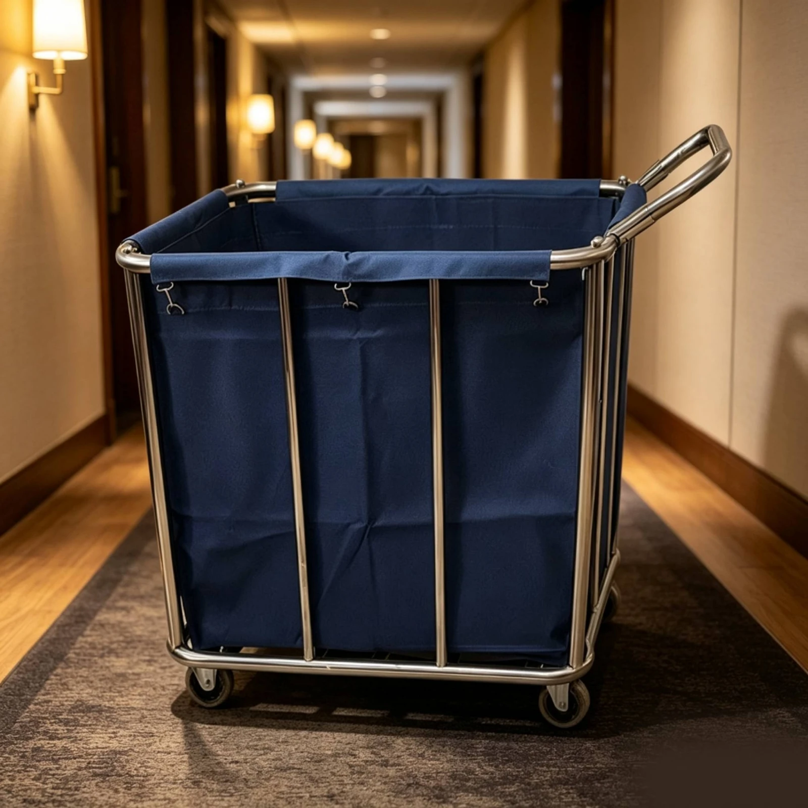 Linen Cart with Wheels Open-Top Rolling Laundry Cart with Wheels Laundry Trolley Commercial Rust-Proof for Housekeepers, Hotels