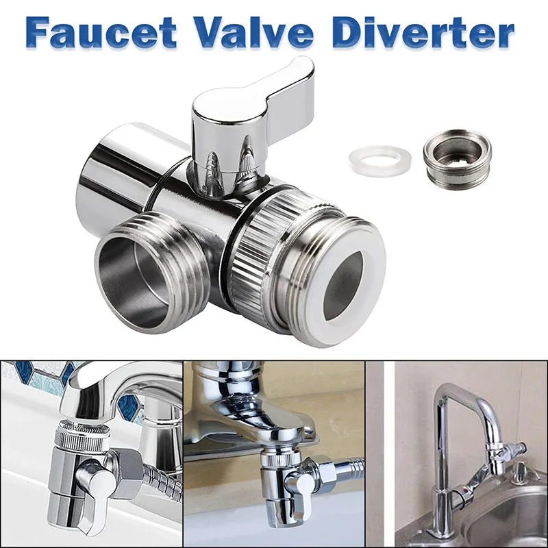 Faucet Valve 3 Way Diverter Converter Leak-Proof Splitter Valve Water Tap Connector for Toilet Bidet Shower Bathroom Kitchen