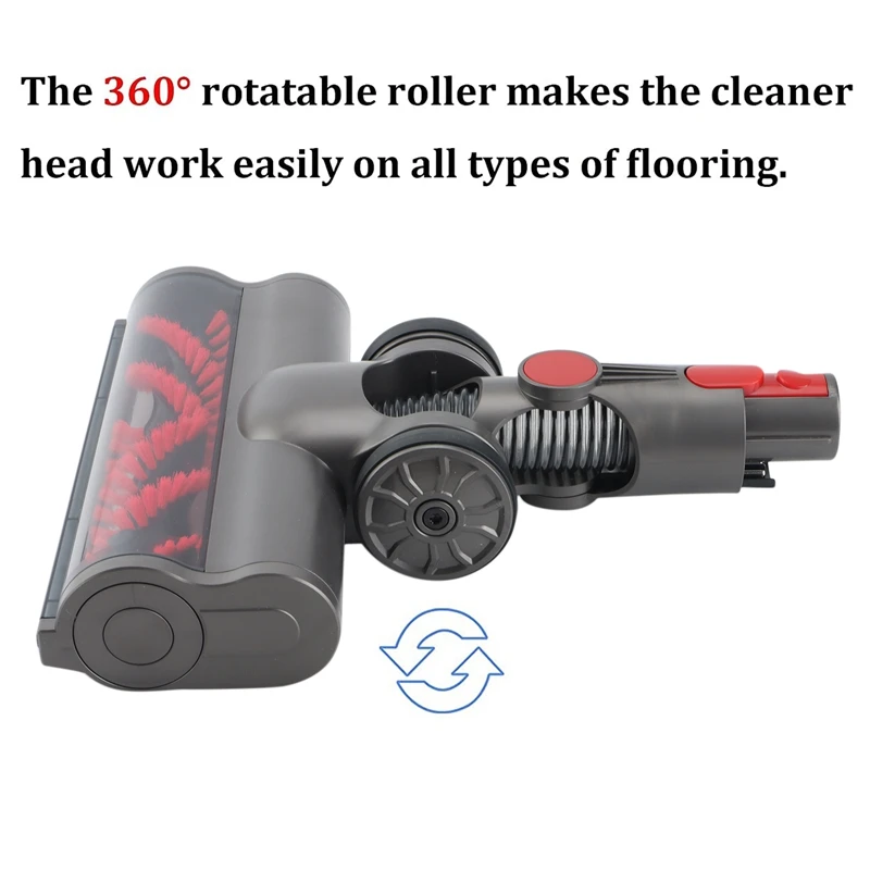 Escova motorizada com rolo de cerdas aspirador cabeça para dyson v7 v8 v10 v11 piso acessório com faróis led