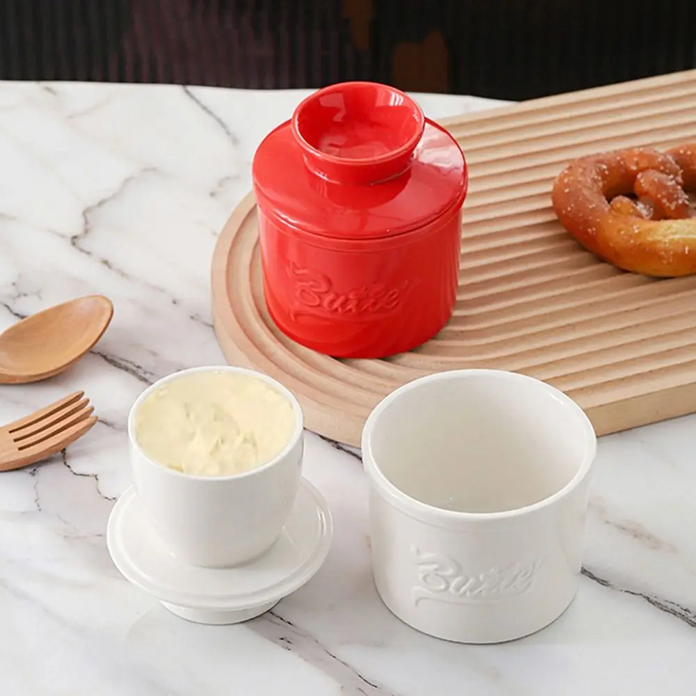 Durable Glossy Finish Butter Bell Crock Handmade Keep Fresh Ceramic Butter Dish Big Capacity Thicken Butter Holder Kitchen