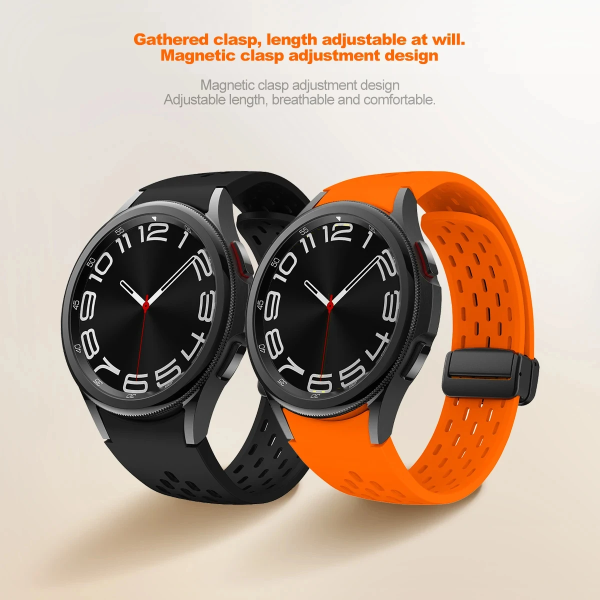 Silicone Strap for Samsung Galaxy Watch 7 6 5 4 40mm 44mm 5 Pro 45mm Magnetic Buckle Band 6 Classic 43mm 47mm No Gaps Bracelet