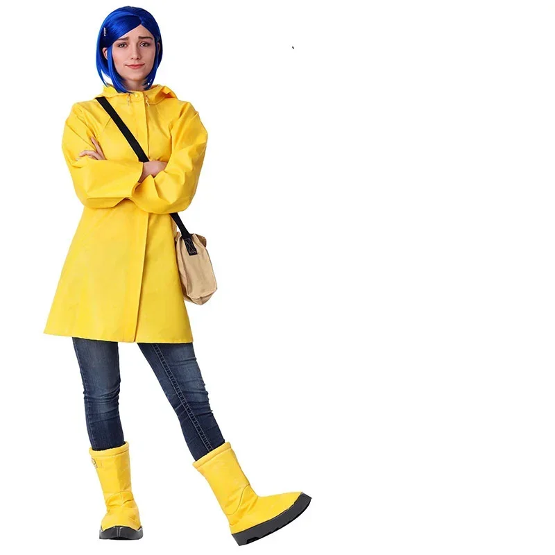 FC6Coraline Wybie Lovat Cosplay Costume Outfits Coraline Cosplay Hoodie Jacket Coat Halloween Party Carnival Suit Raincoat@FC8！