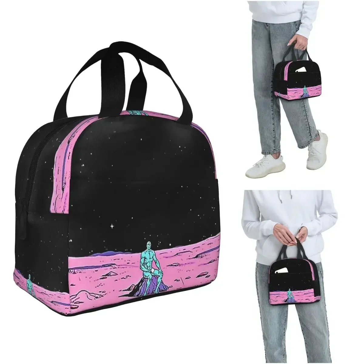 (Fixed) Dr. Manhattan Sitting On Mars (comic) Insulated Lunch Bag for Women Children Portable Food Boxes Thermal Lunch Box Tote