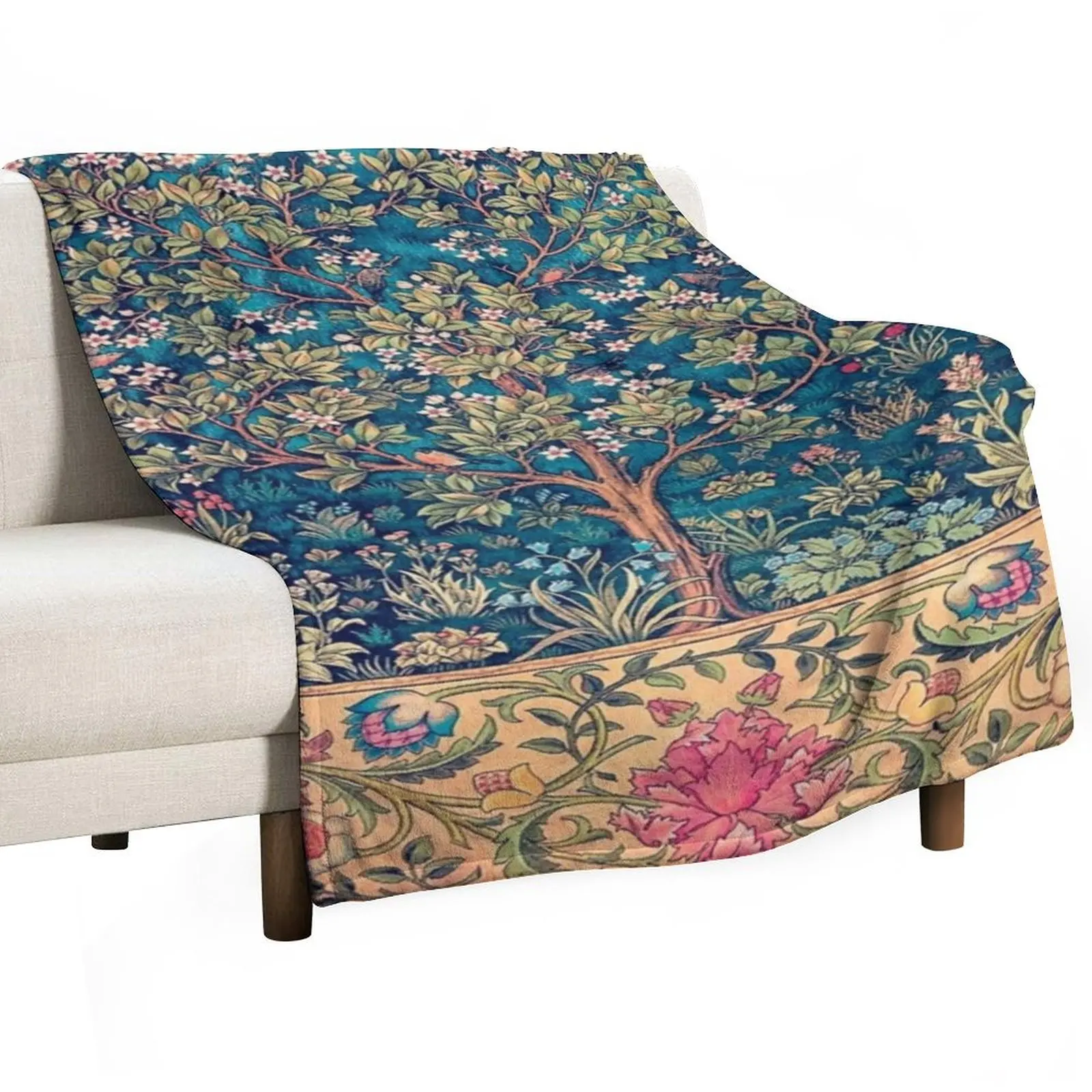 William Morris - Tree of Life, No,3. Throw Blanket Soft Plaid Fluffy Softs Blankets